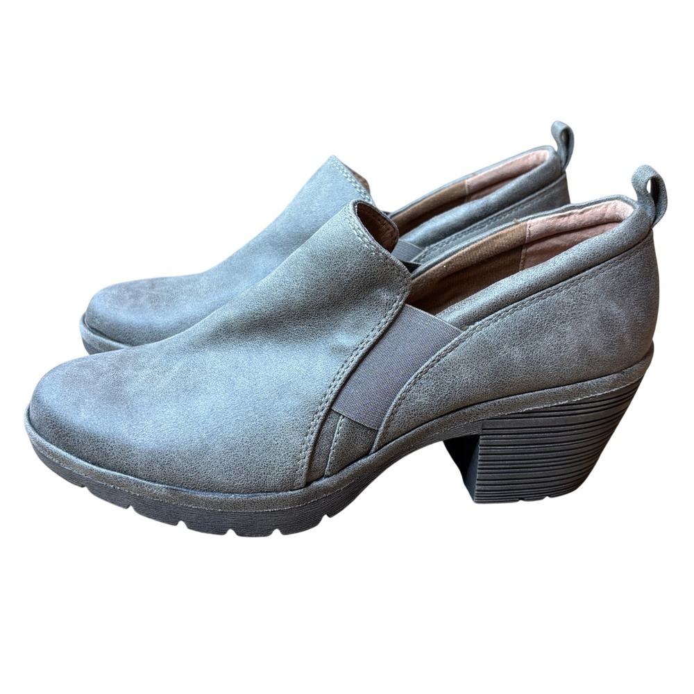 Eurosoft Slip On Booties Grey Block Heel Lug Sole Size 11